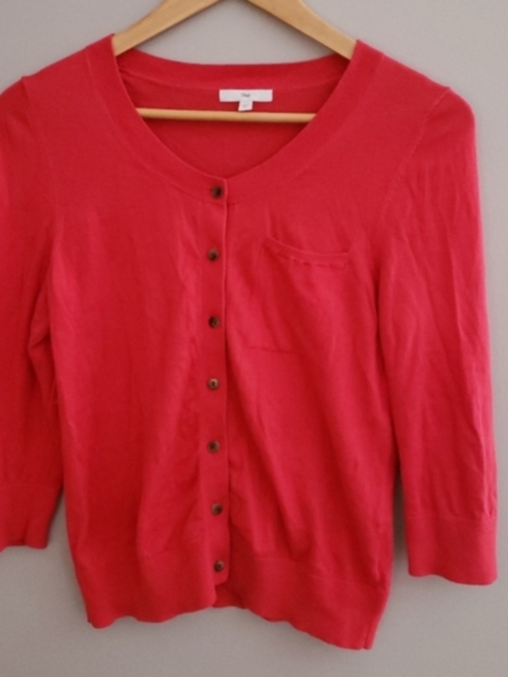 GAP Coral-Red Button Front Cardigan